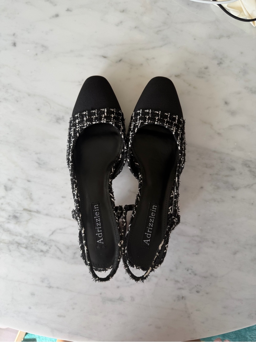 Black Tweed Slingback kitten heels for comfortable and formal feel